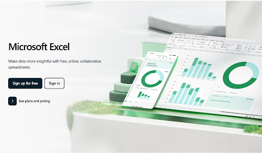 Microsoft Excel homepage